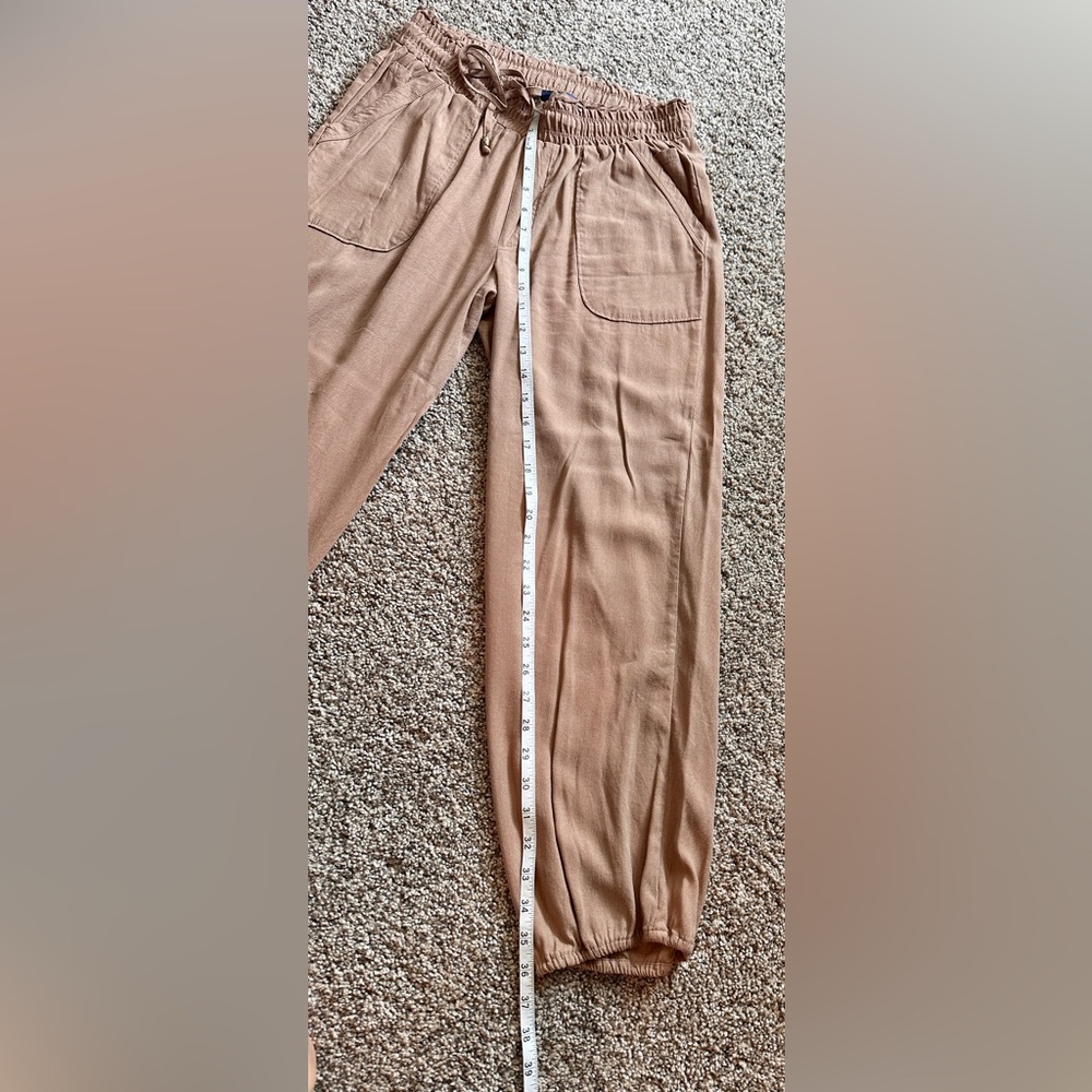 EUC Sz S Democracy tan light weight joggers - Picture 3 of 7